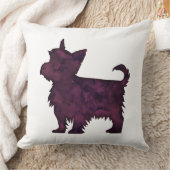 ヨークシャーテリア紫色の水彩シルエット クッション (ブランケット)