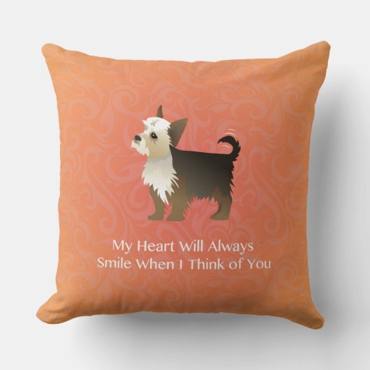 ヨークシャーテリア考えるのデザイン。 クッション (正面)