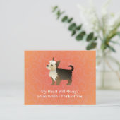 ヨークシャーテリア考えるのデザイン。 ポストカード (スタンド正面)