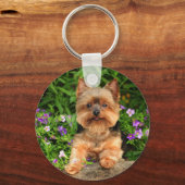 ヨークシャーテリア花 キーホルダー (正面)