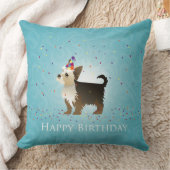 ヨークシャーテリア誕生日デザイン クッション (ブランケット)