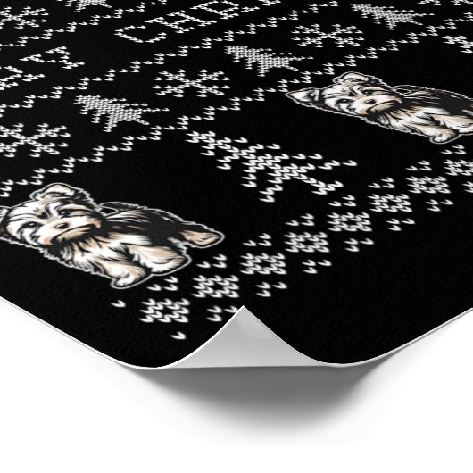 ヨークシャーテリア醜いクリスマスセーターおもしろい犬 ポスター (角)