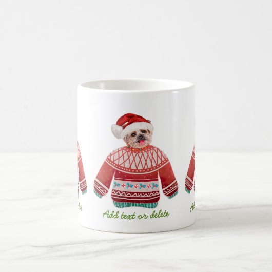 ヨークシャーテリア醜いセーターを着たクリスマス犬 コーヒーマグカップ (中央)