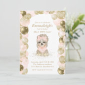 ヨークシャーテリア2かわいいバラ金ゴールドバルーンバースデーパーティー 招待状 (スタンド正面)