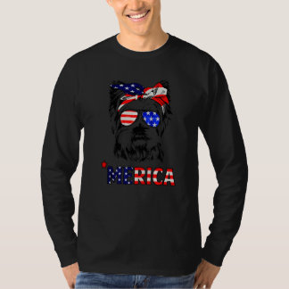 ヨークシャーテリア アメリカ国旗 7月4日 愛国 ヨーキー Tシャツ