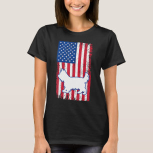 ヨークシャーテリア アメリカ国旗 USA 愛国的な犬 Tシャツ