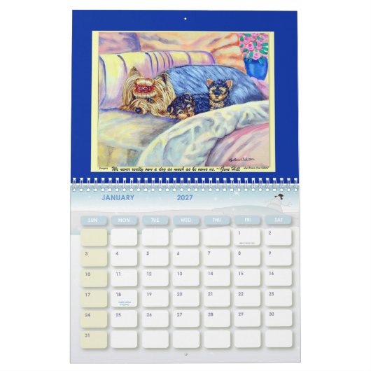 ヨークシャーテリア カレンダー (1月 2027)