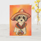 ヨークシャーテリア カード (黄色い花)