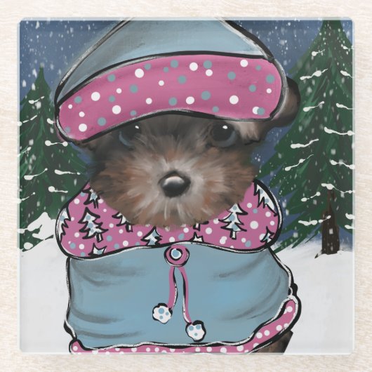 ヨークシャーテリア ガラスコースター (正面)