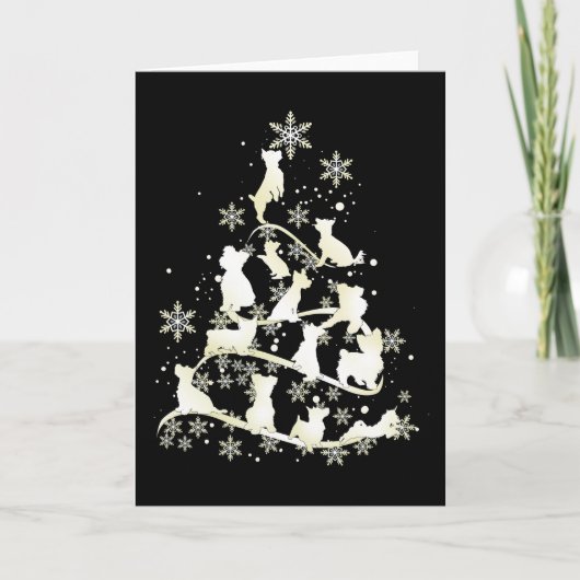 ヨークシャーテリア クリスマスツリー 犬 ハッピーXmas カード (正面)