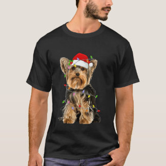 ヨークシャーテリア クリスマス サンタ 帽子 ライト ペット服 Tシャツ