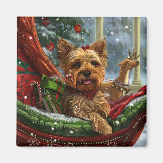 ヨークシャーテリア クリスマス マグネット (正面)