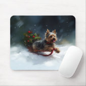 ヨークシャーテリア クリスマス 雪 冬 マウスパッド (マウス)