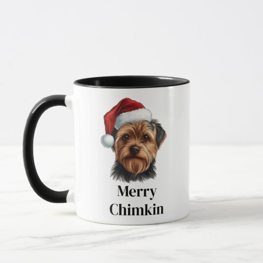 ヨークシャーテリア サンタ帽子 クリスマス 犬 マグカップ (左)