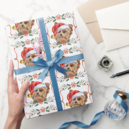 ヨークシャーテリア サンタ クリスマス ラッピングペーパー