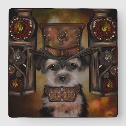 ヨークシャーテリア スクエア壁時計 (正面)