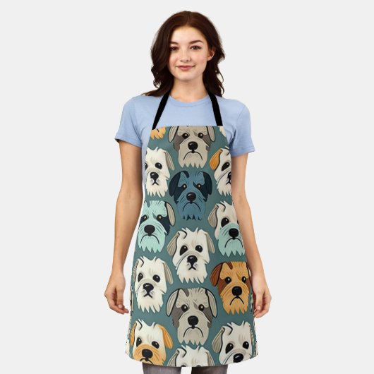 ヨークシャーテリア パターン エプロン (着用した状態)