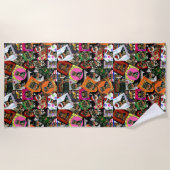 ヨークシャーテリア ビーチタオル (正面)