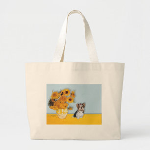 ヨークシャーテリア(ビーバー) - ヒマワリ ラージトートバッグ