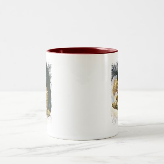 ヨークシャーテリア，ブーコーヒーマグカップをのぞく ツートーンマグカップ (中央)