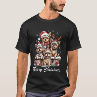 ヨークシャーテリア メリークリスマス おもしろい ヨーキーの犬 Tシャツ