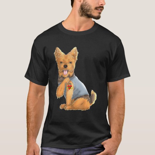 ヨークシャーテリア 愛してる母 タトゥー 犬 Tシャツ ヨーク (正面)