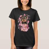 ヨークシャーテリア 桜の花 Tシャツ (正面)