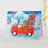 ヨークシャーテリア 犬 クリスマス 配送トラック カード (黄色い花)