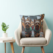 ヨークシャーテリア 犬 クリスマス 雪 ホリデー クッション (椅子)