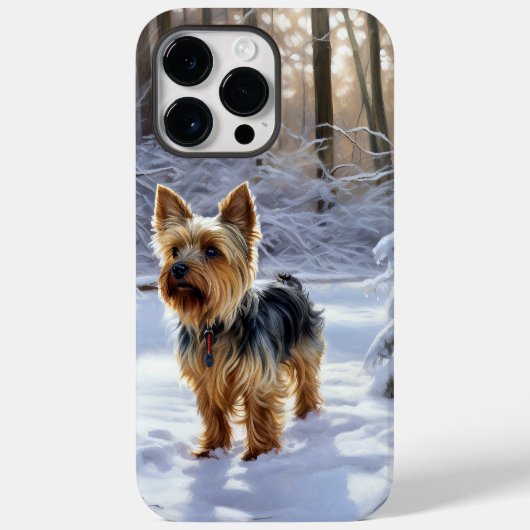 ヨークシャーテリア 雪が降ります クリスマス Case-Mate iPhoneケース (裏面)