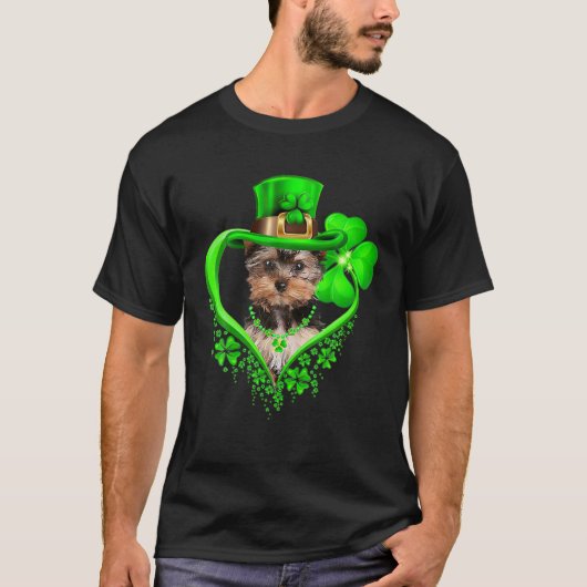 ヨークシャーテリアSt patricks day恋人アイリッシュシャム Tシャツ (正面)