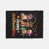 ヨークシャードッグハロウィーンクリスマスハッピーハロサンキュー フリースブランケット (正面(横))