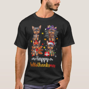 ヨークシャーハロウィーンメリークリスマスハッピーハローサ Tシャツ