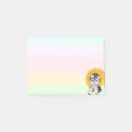 ヨークシャーパピードッグ&サンフラワーオンパステルカラー ポストイット