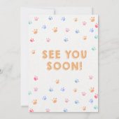 ヨークシャーレッツドッグパウィティ子犬の誕生日ピンク 招待状 (裏面)