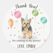 ヨークシャーレッツドッグ誕生日サンキューユア ラウンドシール (正面)