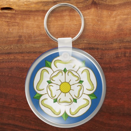 ヨークシャー州旗の白バラ キーホルダー (正面)