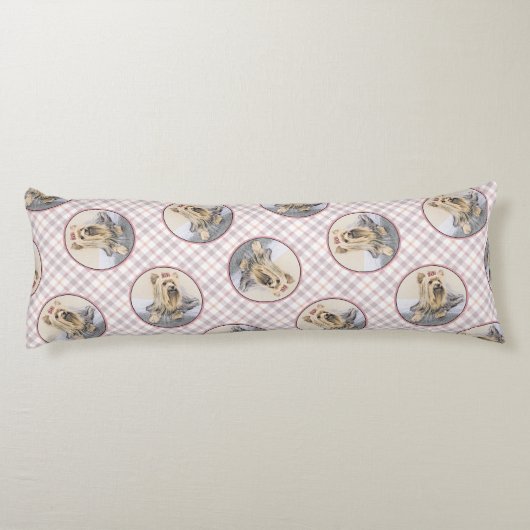 ヨークシャー絵を描テリアの可愛いオリジナルドッグアート ボディピロー (裏面)