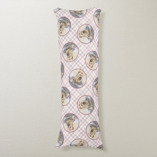 ヨークシャー絵を描テリアの可愛いオリジナルドッグアート ボディピロー (正面縦)