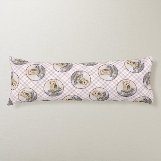 ヨークシャー絵を描テリアの可愛いオリジナルドッグアート ボディピロー (正面)