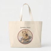 ヨークシャー絵を描テリアの可愛いオリジナルドッグアート ラージトートバッグ (正面)