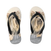 ヨークシャー絵画テリアの – かわいいオリジナルドッグアート キッズビーチサンダル (フットベッド)