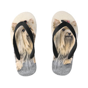 ヨークシャー絵画テリアの – かわいいオリジナルドッグアート キッズビーチサンダル