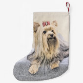 ヨークシャー絵画テリアの – かわいいオリジナルドッグアート スモールクリスマスストッキング (裏面)