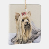 ヨークシャー絵画テリアの – かわいいオリジナルドッグアート セラミックオーナメント (右)