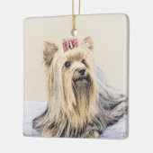 ヨークシャー絵画テリアの – かわいいオリジナルドッグアート セラミックオーナメント (左)