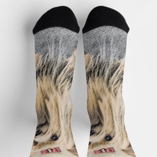 ヨークシャー絵画テリアの – かわいいオリジナルドッグアート ソックス (上部)