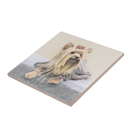 ヨークシャー絵画テリアの – かわいいオリジナルドッグアート タイル (側面)