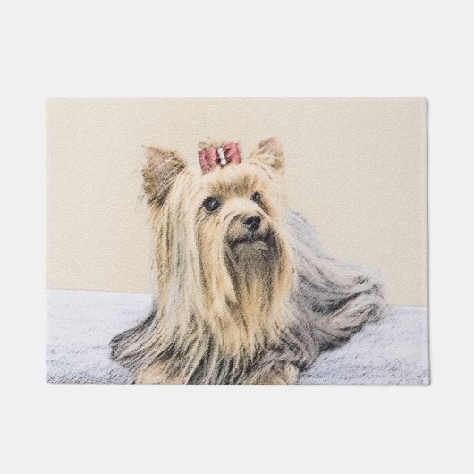 ヨークシャー絵画テリアの – かわいいオリジナルドッグアート ドアマット (正面)