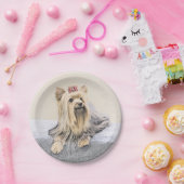 ヨークシャー絵画テリアの – かわいいオリジナルドッグアート ペーパープレート (パーティー)